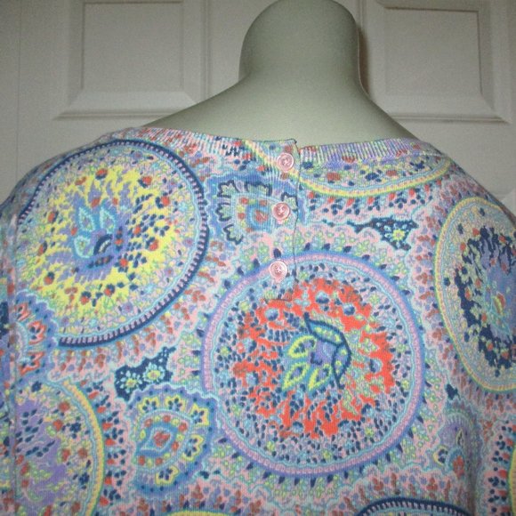 TALBOTS Blue & Pink Paisley Sunburst Pattern Pullover Sweater - Picture 6 of 7